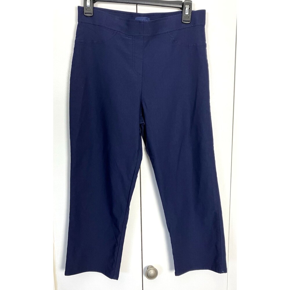 NWOT Basic Editions  Blue Pull On Stretch Capris Size M